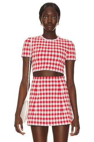 ALAÏA Check Top in Rouge Rose | FWRD | FWRD 