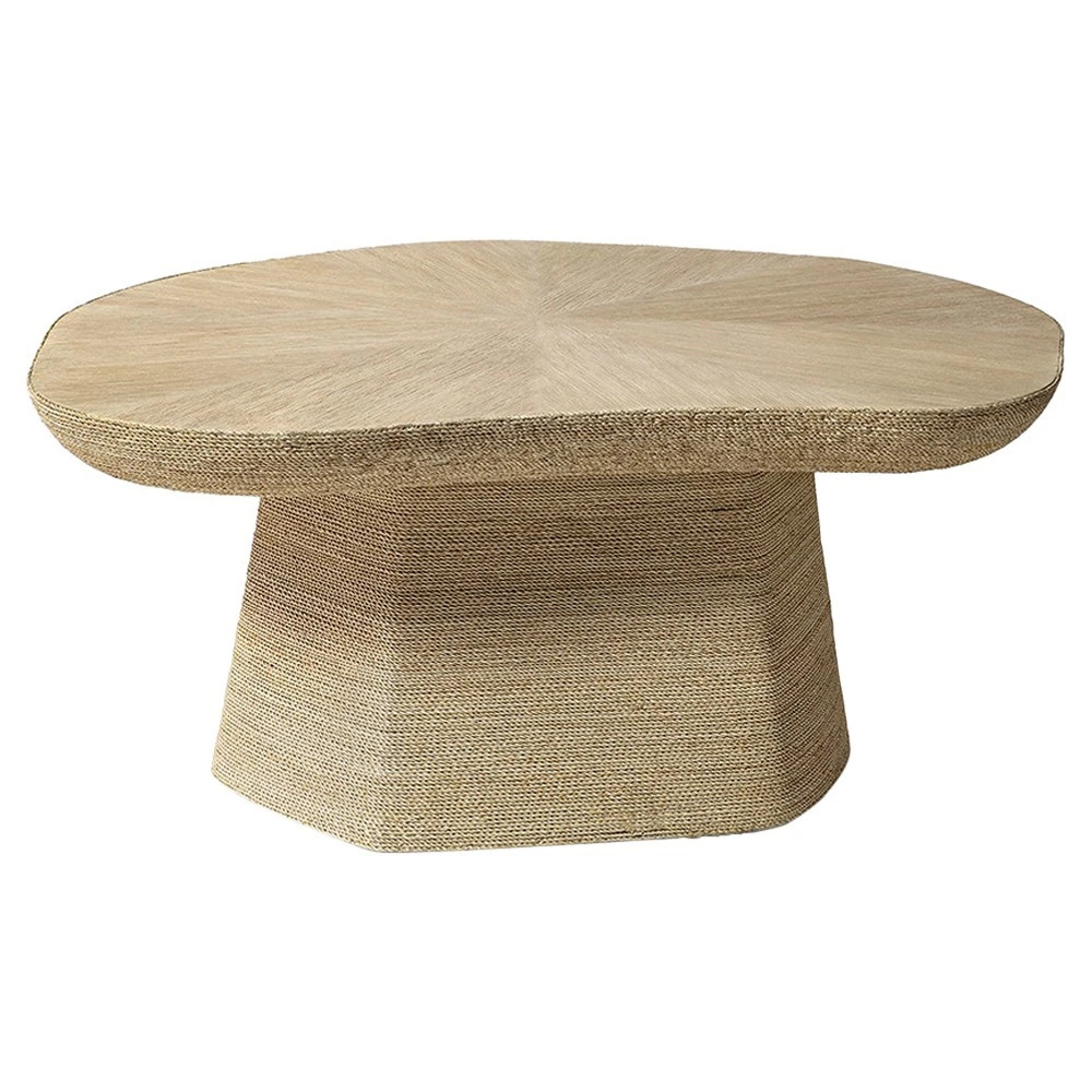 Palecek Iliana Coastal Beach Natural Woven Abaca Coffee Table - 34" | Kathy Kuo Home
