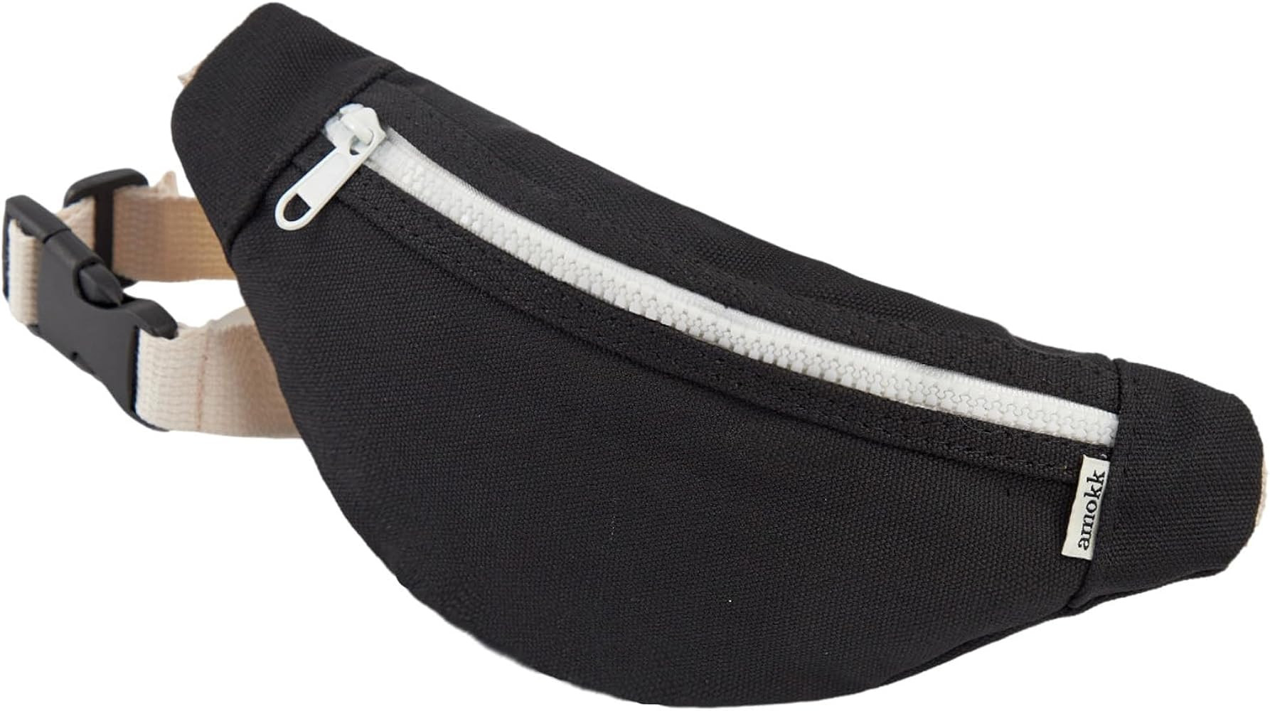 amokk Canvas Fanny Pack for Kids Crossbody Waist Bag for Unisex Toddler Boys Girls (Black) | Amazon (US)