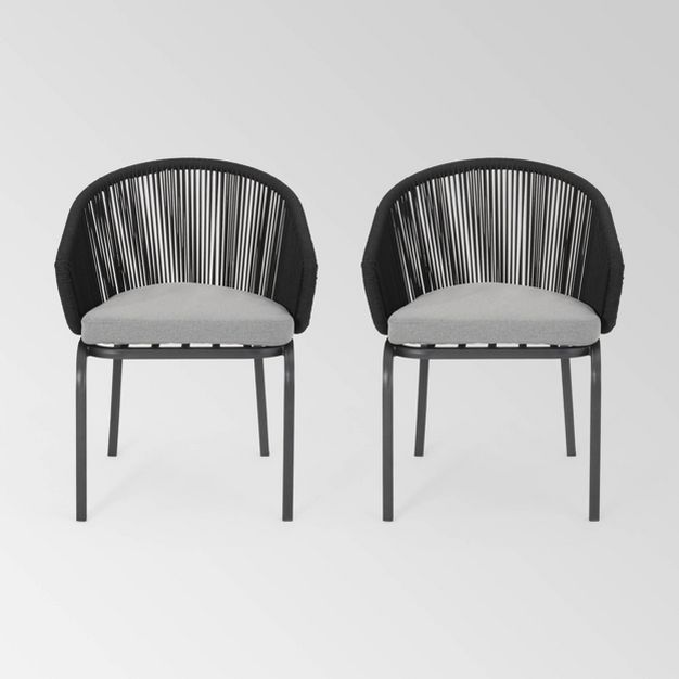 Boynton Set of 2 Rope Modern Club Chairs - Black/Gray - Christopher Knight Home | Target