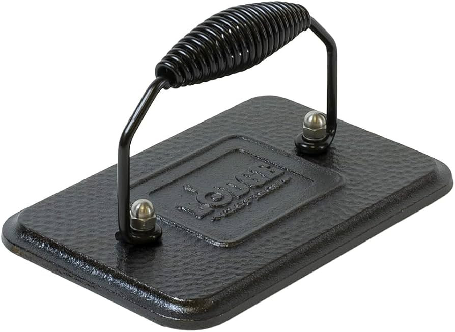 Lodge LGP3 Rectangular Cast Iron Grill Press, Pre-Seasoned, 6.75-inch x 4.5-inch | Amazon (US)