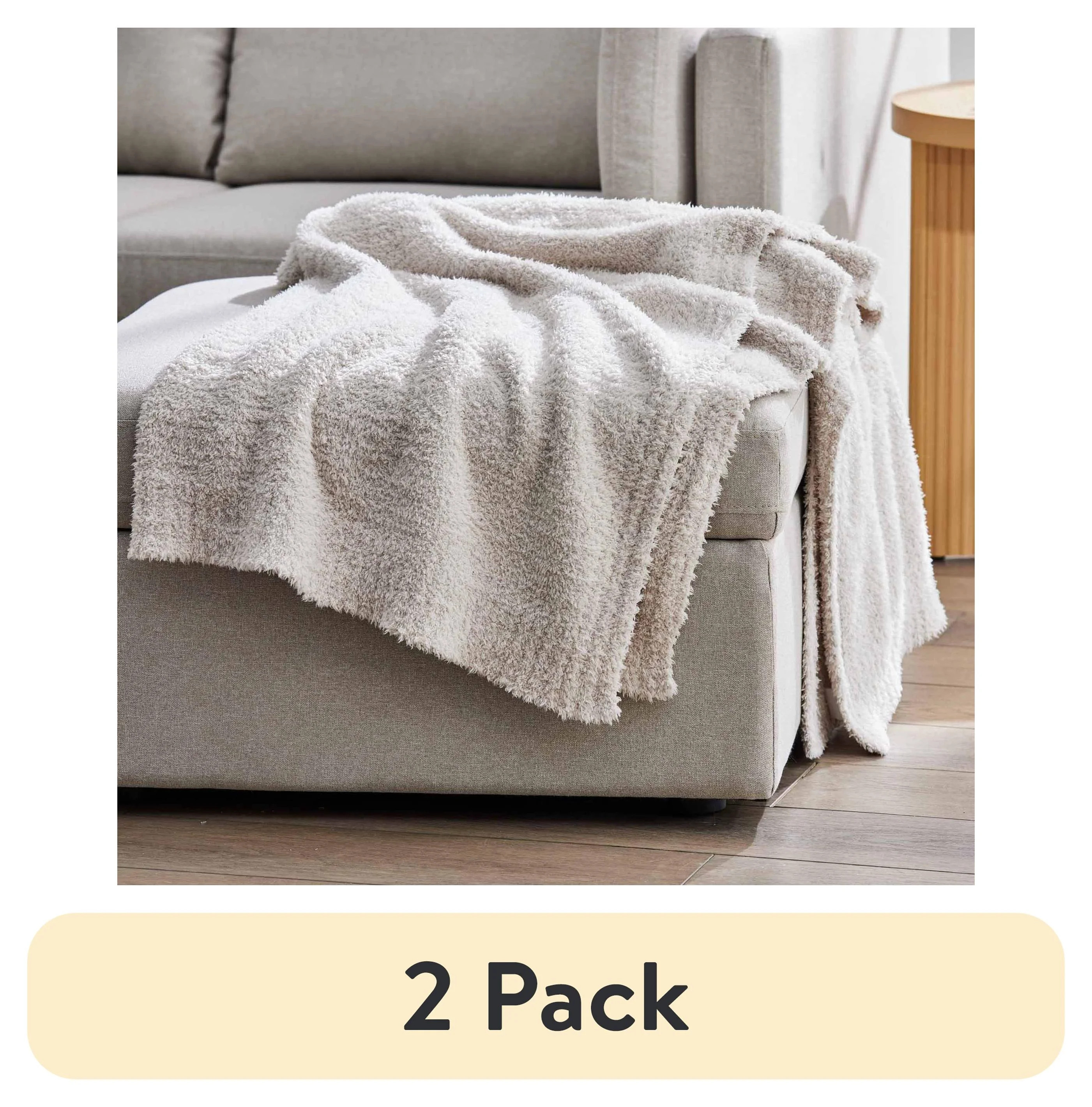 (2 pack) Better Homes and Gardens Beige Cozy Knit Throw, 50" x 72" | Walmart (US)