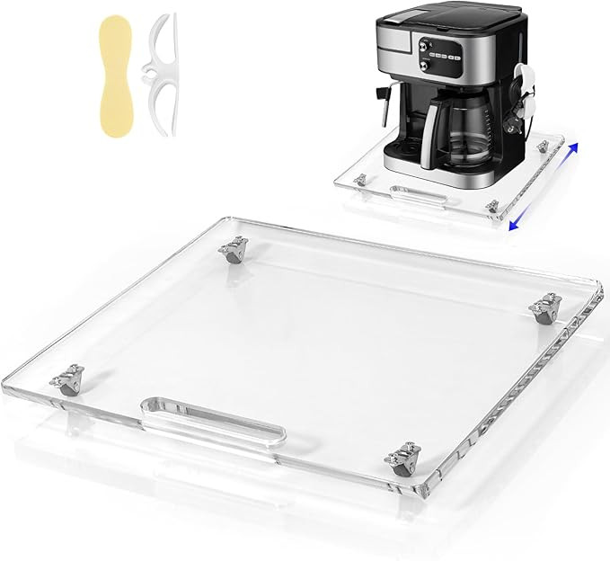 Acrylic Appliance Slider with Rubber Wheels, Sliding Tray for Heavy Kitchen Appliances, Coffee Ma... | Amazon (US)