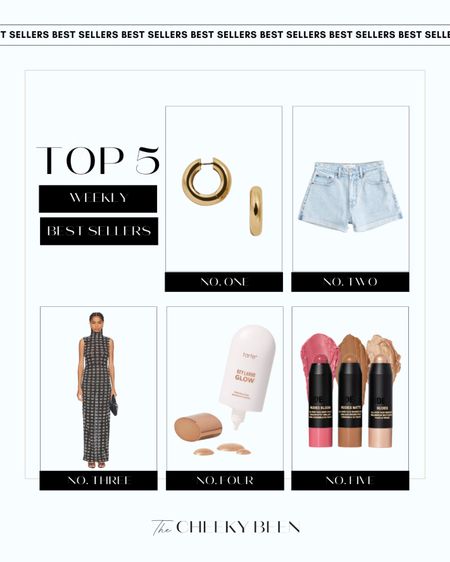 Top 5 weekly best sellers! You all are still loving these gold hoop earrings from Nordstrom! These beauty face sticks and bronzing cream are perfect for that summer glow and would look great with this Balla dress from Revolve for a nice evening out or even at a resort! These shorts are perfect to pair with a fun summer top! 

#LTKStyleTip #LTKBeauty #LTKSeasonal