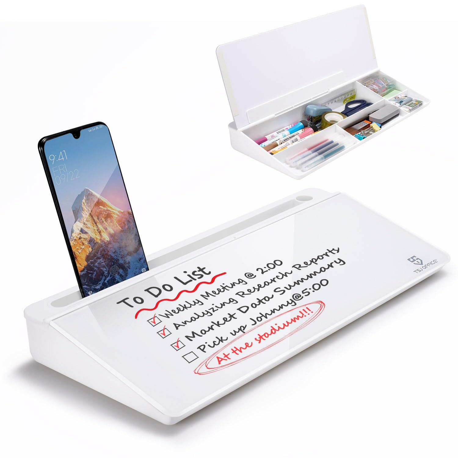 Small Glass Desktop Whiteboard Dry-Erase-Board - Computer Keyboard Stand White Board Surface Pad with Drawer, Desk Organizers with Accessories for Office, Home, School Supplies | Amazon (US)