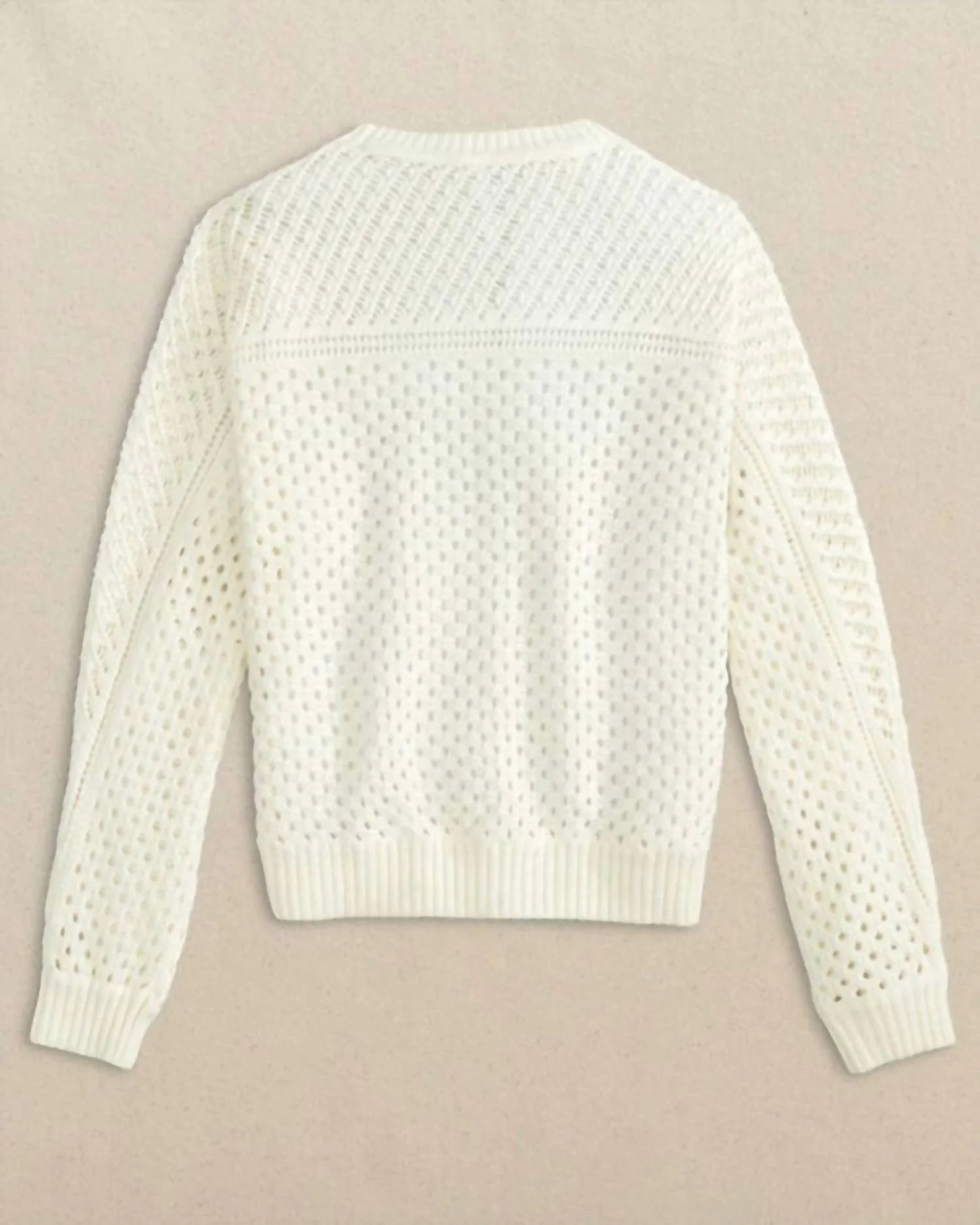 Ophelia Open Stitch Sweater In Sand White | Shop Simon