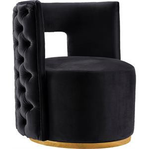 Maklaine Contemporary Velvet Swivel Accent Chair in Black/Gold | Homesquare