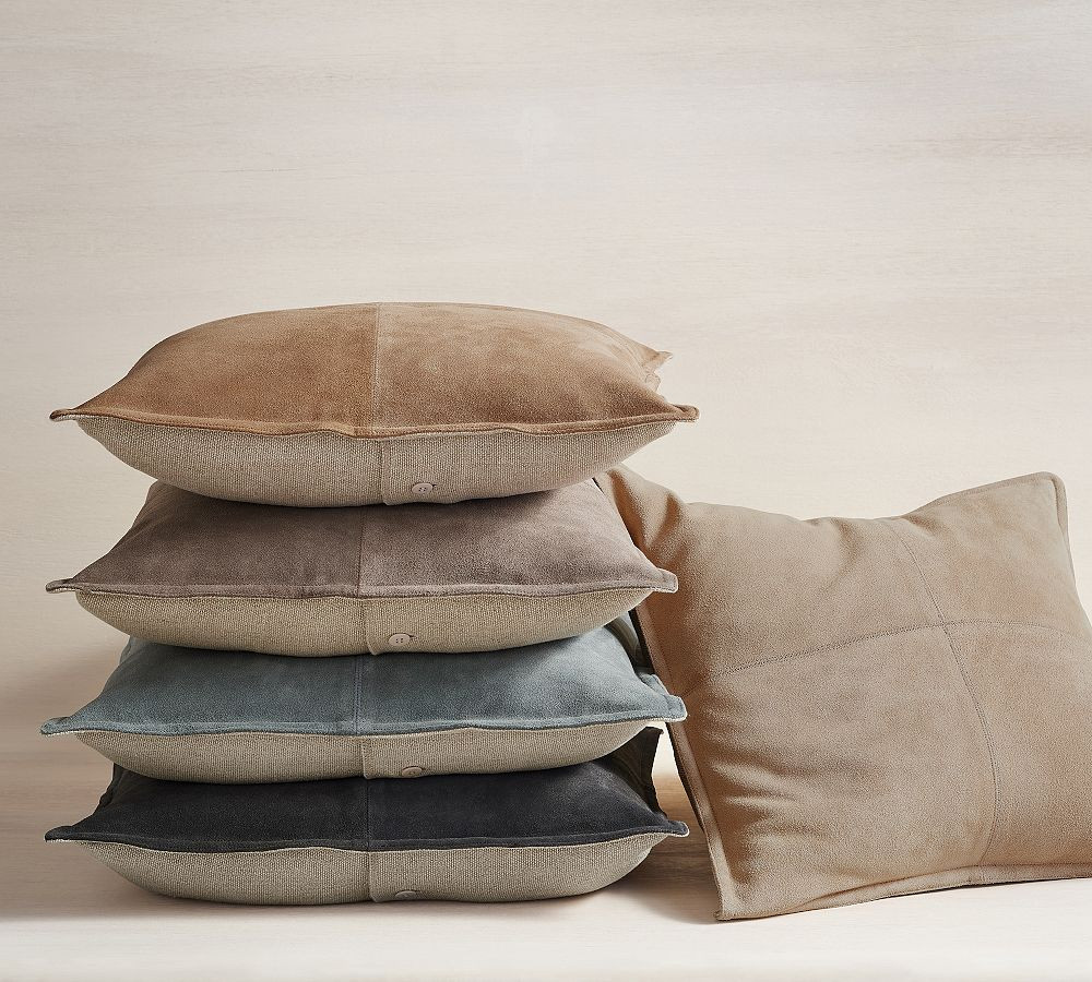 Pieced Suede Throw Pillow | Pottery Barn (US)