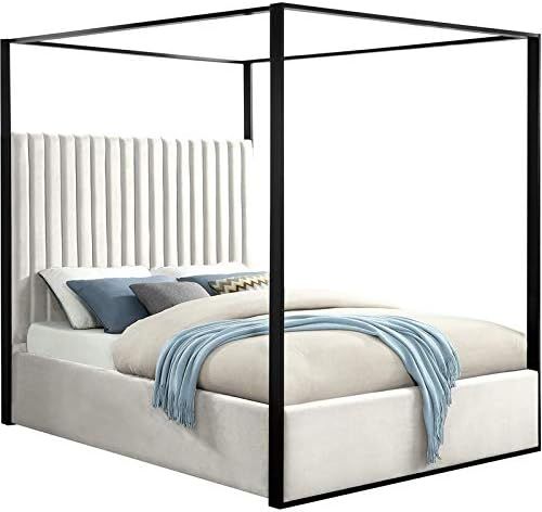 Meridian Furniture JaxCream-Q Jax Collection Modern | Contemporary Velvet Upholstered Queen Bed, ... | Amazon (US)