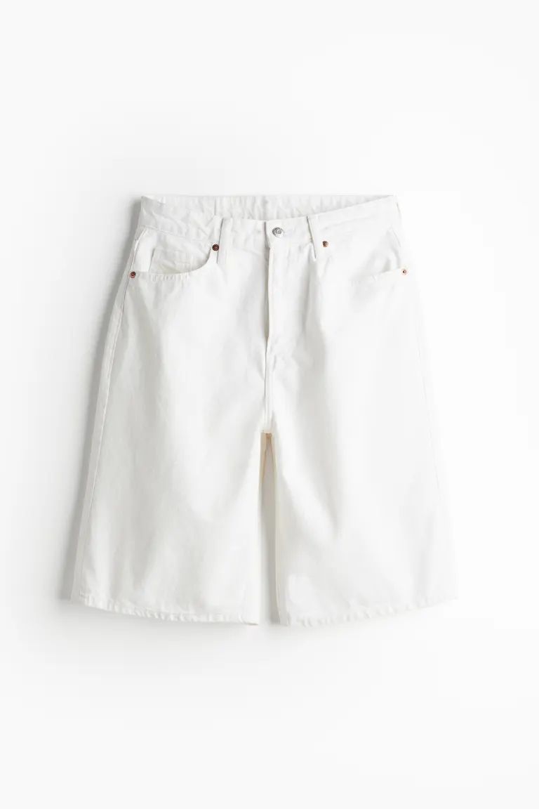 Bermuda Baggy High Denimshorts - Hoher Bund - Knielang - Weiß - Ladies | H&M DE | H&M (DE, AT, CH, NL, FI)