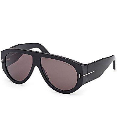 TOM FORD Unisex Bronson 60mm Shield Sunglasses - Shiny Black/Smoke | Dillard's