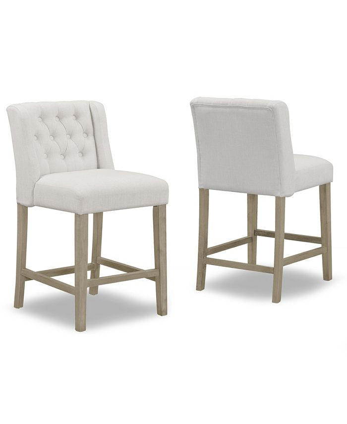 Glamour Home Set of 2 Aled Fabric Counter Stool with Side Wings and Tufted Buttons & Reviews - Fu... | Macys (US)