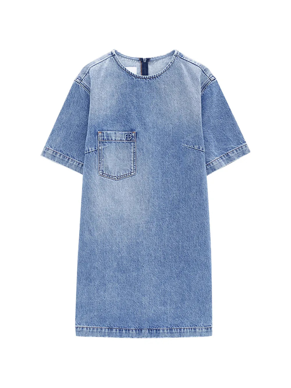 ANINE BING Tulah chest-pocket mini dress - Blue | Farfetch Global