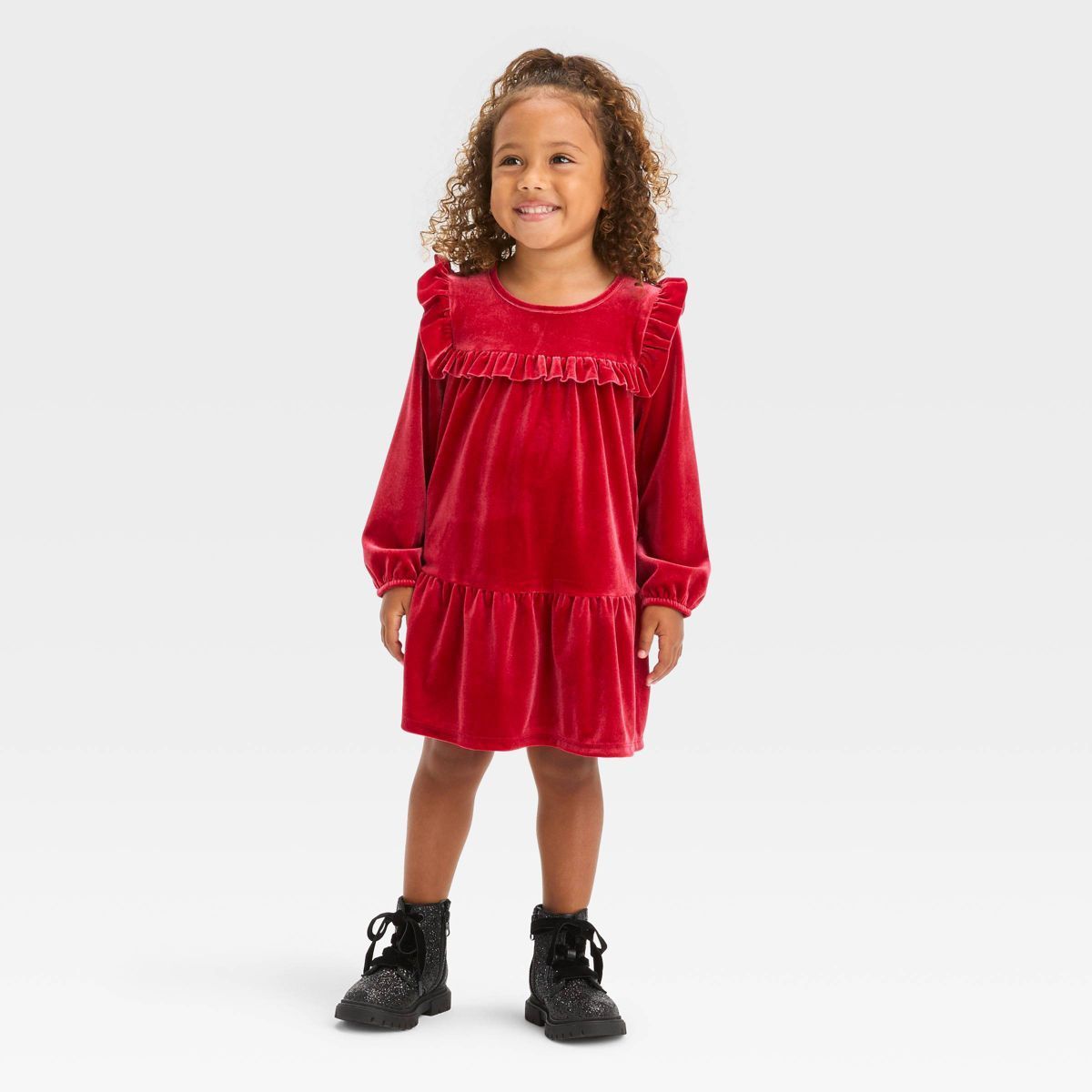 Toddler Girls' A-Line Long Sleeve Dress - Cat & Jack™ Red | Target