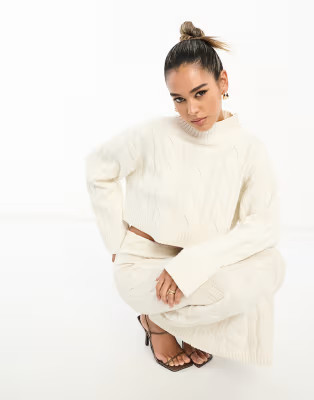 Pretty Lavish cable knit midaxi skirt co-ord in cream | ASOS (Global)