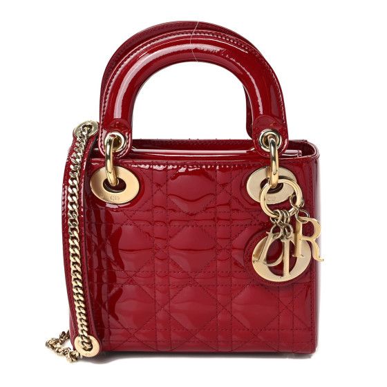 Patent Cannage Mini Lady Dior Red | FASHIONPHILE (US)