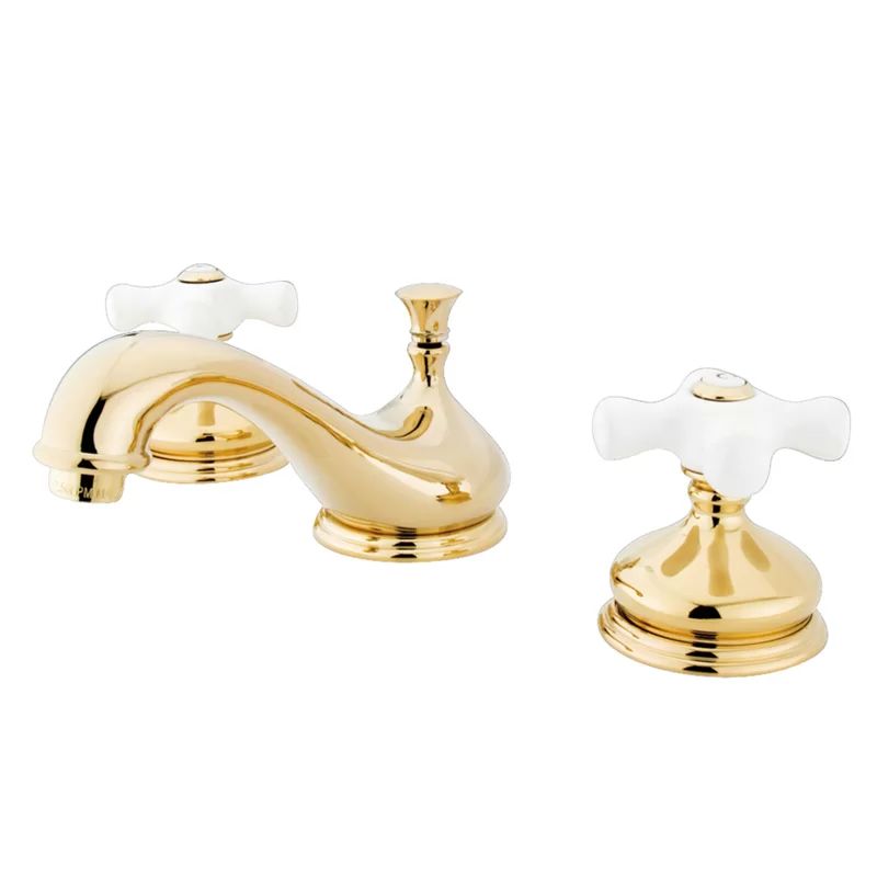Polished Brass Widespread Bathroom Faucet with Double Porcelain Cross Handles (Part number: ES116... | Wayfair Professional