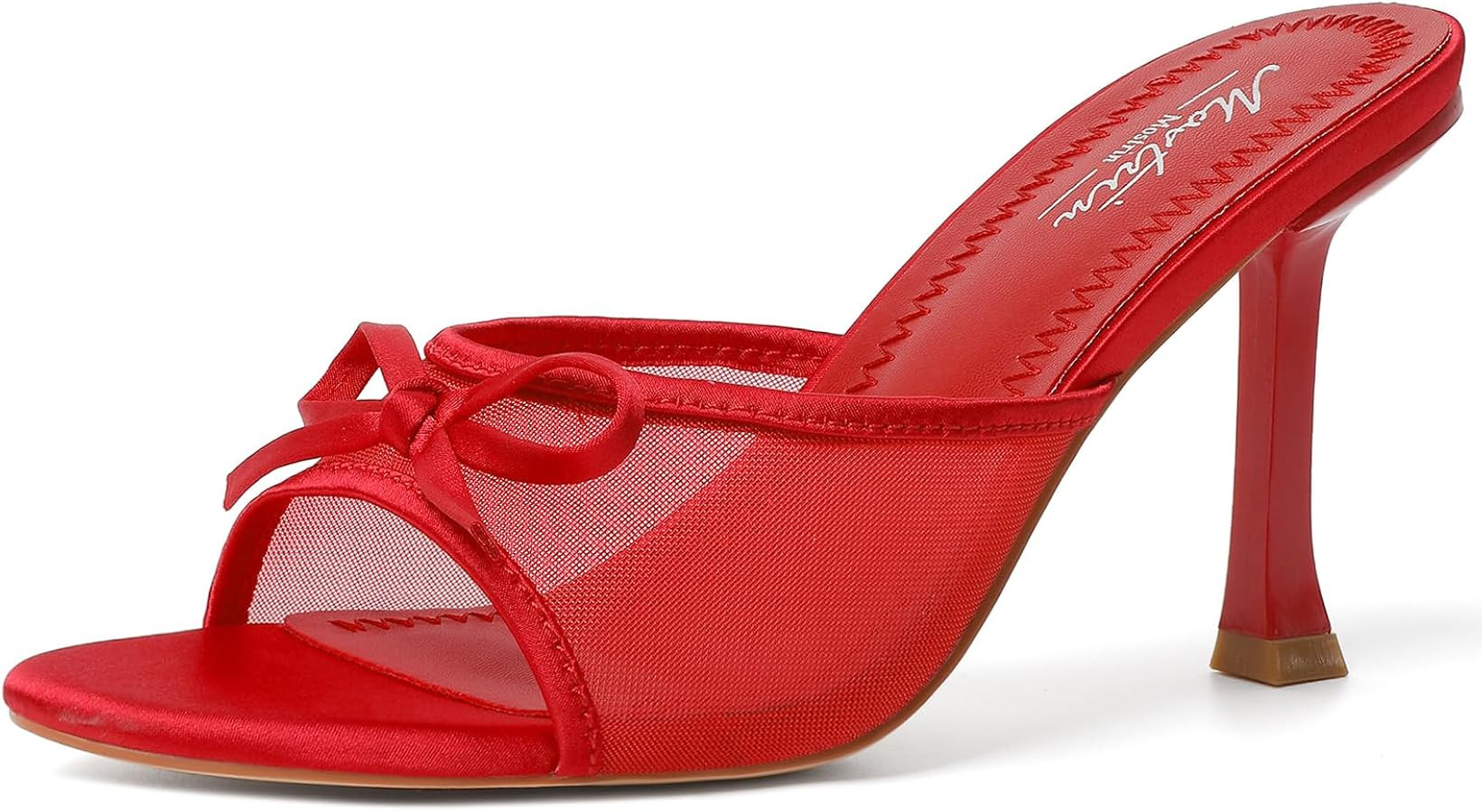 Mostrin Kitten Heels for Women Round Toe Heels With Bow Vintage Mules Sexy Slip on Stiletto Backl... | Amazon (US)