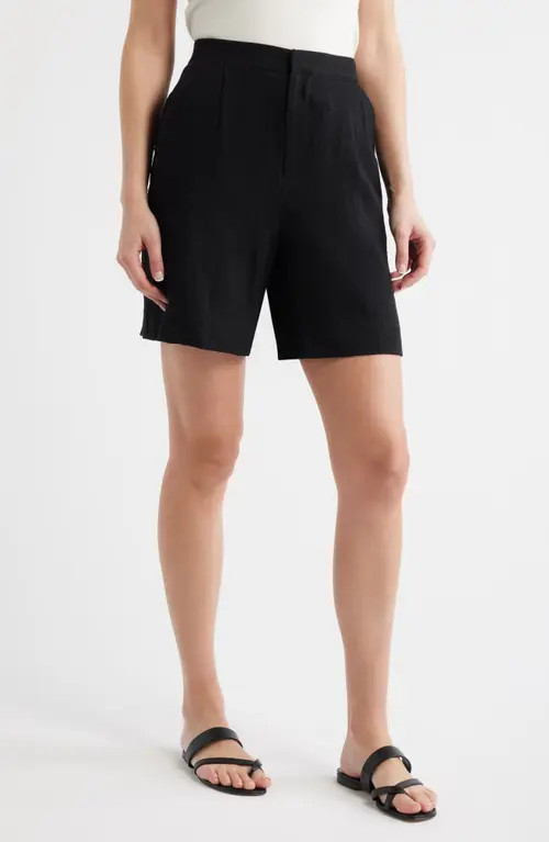 CITY BLUES Pleat Front Bermuda Shorts in Black at Nordstrom, Size X-Small | Nordstrom