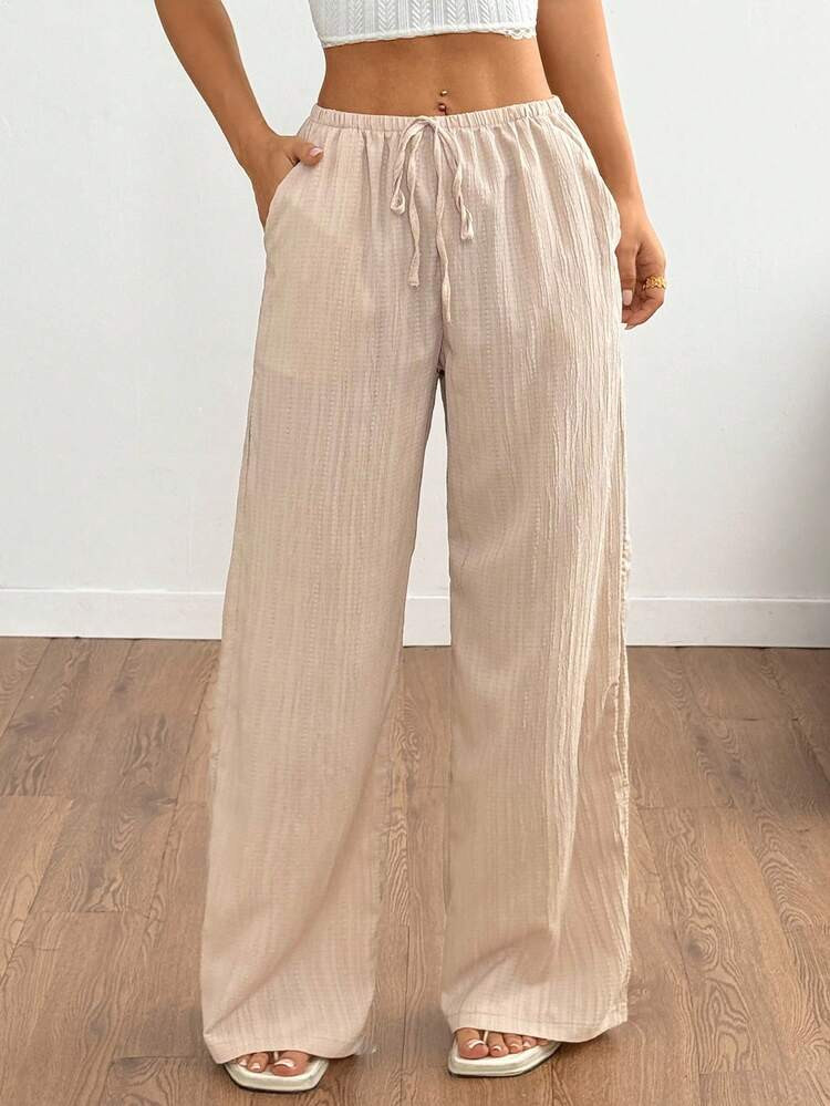 SHEIN Tall Women's Pants, Textured Fabric, Waist Tie | SHEIN