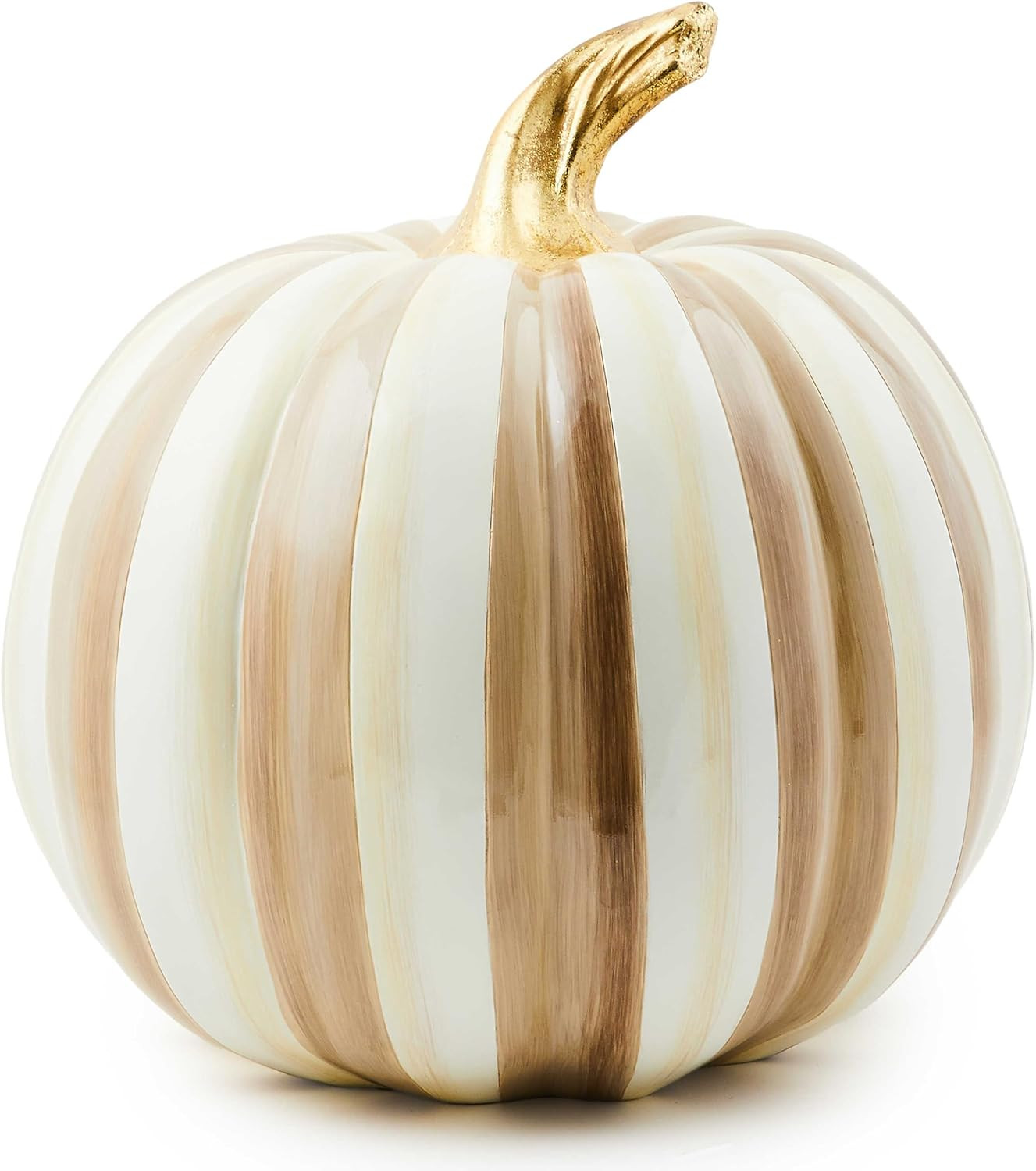 MACKENZIE-CHILDS Resin Pumpkin, Medium, Brown-and-White Mocha Stripe | Amazon (US)