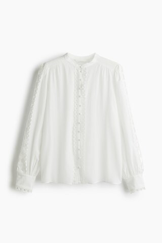 H & M - Lace-trimmed blouse - White | H&M (UK, MY, IN, SG, PH, TW, HK)