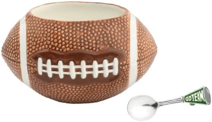 Mud Pie Football Dip Bowl Set, Ceramic Game Day Chip Dip Bowl With Spoon | Amazon (US)