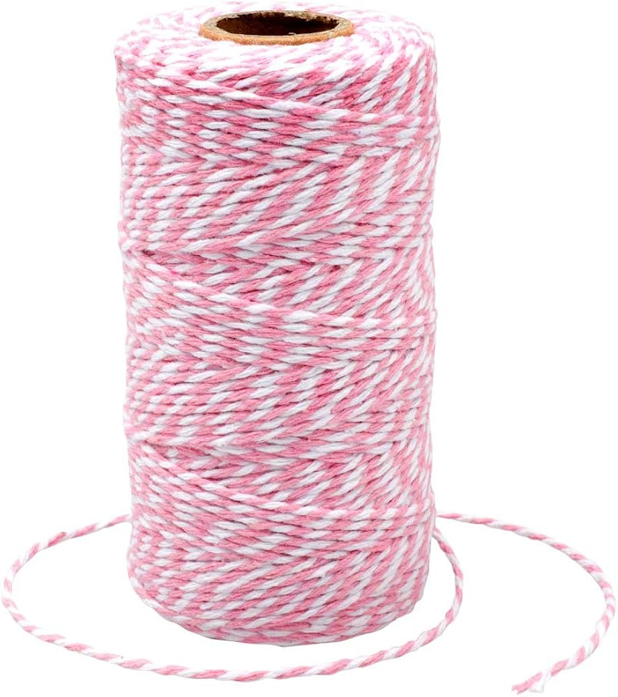 G2PLUS Cotton Bakers Twine,328 Feet 2MM Pink and White Twine, Cotton String for Crafts, Gift Wrap... | Amazon (US)