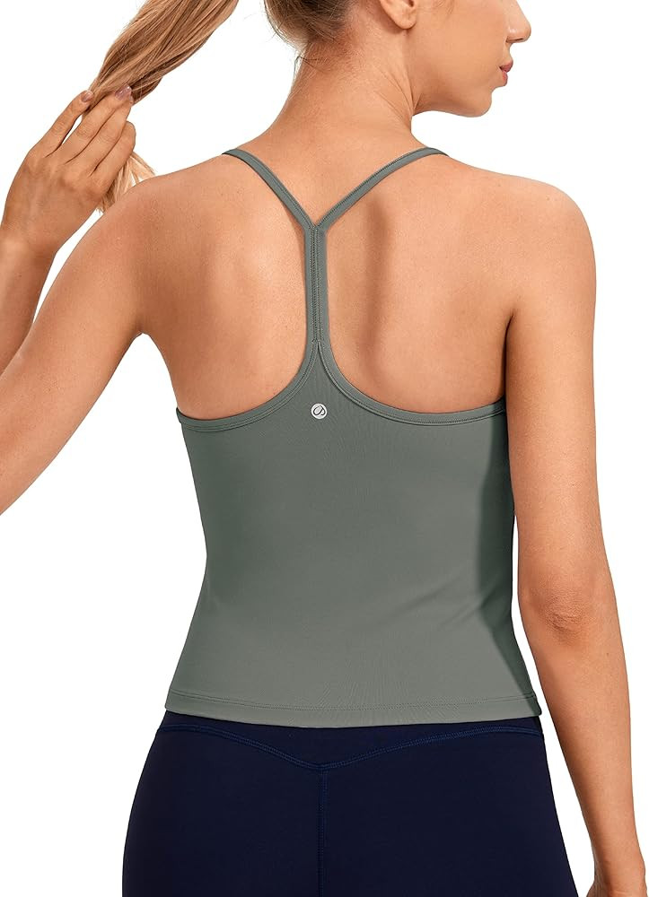CRZ YOGA Butterluxe Racerback Tank Tops for Women - Scoop Neck Spaghetti Strap Padded Workout Cam... | Amazon (US)