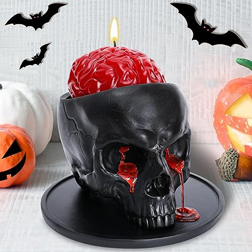Halloween Decorations Indoor - Halloween Candle, Skull Bleeding Candle Gothic Decorations for Home Table Bar Indoor Room - Spooky Decor for Table Room, Black | Amazon (US)