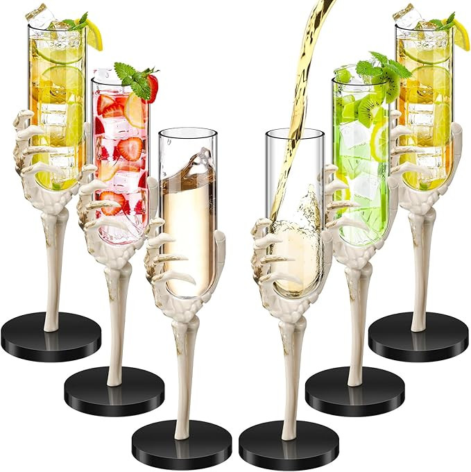 Yinkin 6 Pcs Halloween Skeleton Hand Wine Glass 2.7 oz Halloween Goblets with Skeleton Hand Plast... | Amazon (US)