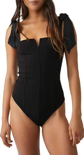 Free People Lola Shoulder Tie Seamed Bodysuit | Nordstrom | Nordstrom