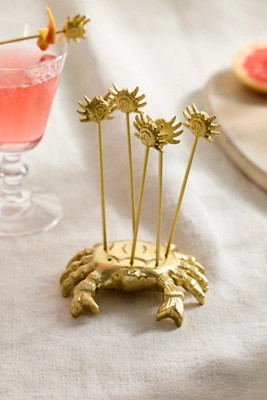 Crab Icon Cocktail Picks, Set of 6 | Anthropologie (US)