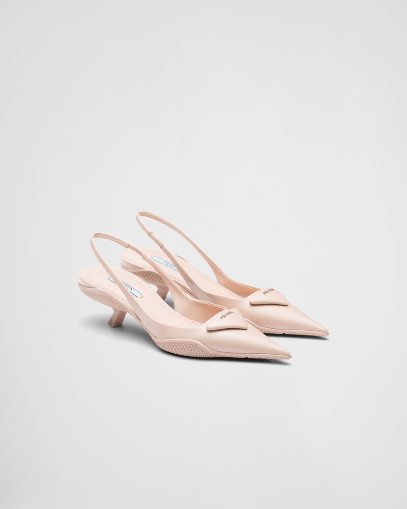 Slingback-Pumps aus gebürstetem Leder | Prada Spa (EU + UK)