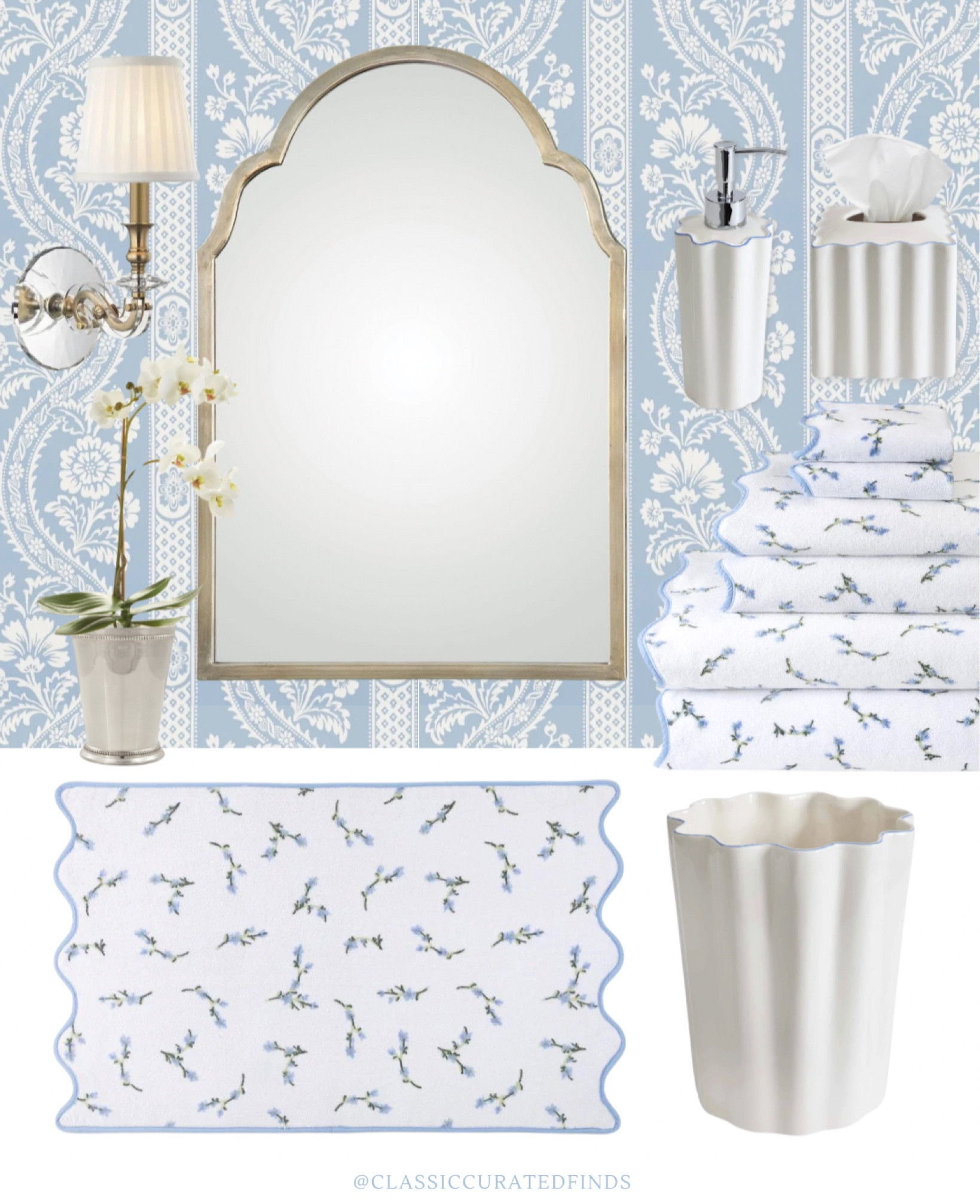 Blue & White bathroom inspo with the prettiest new bath accessories🤍

Home Decor, Grandmillennial, Bathroom Decor, Wallpaper, Mirror, Scalloped Towel

#LTKhome