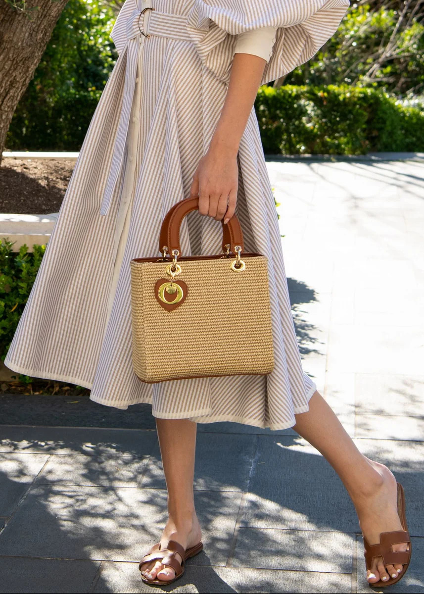 Cedera Woven Chic Handle Satchel Bag | Benaar La