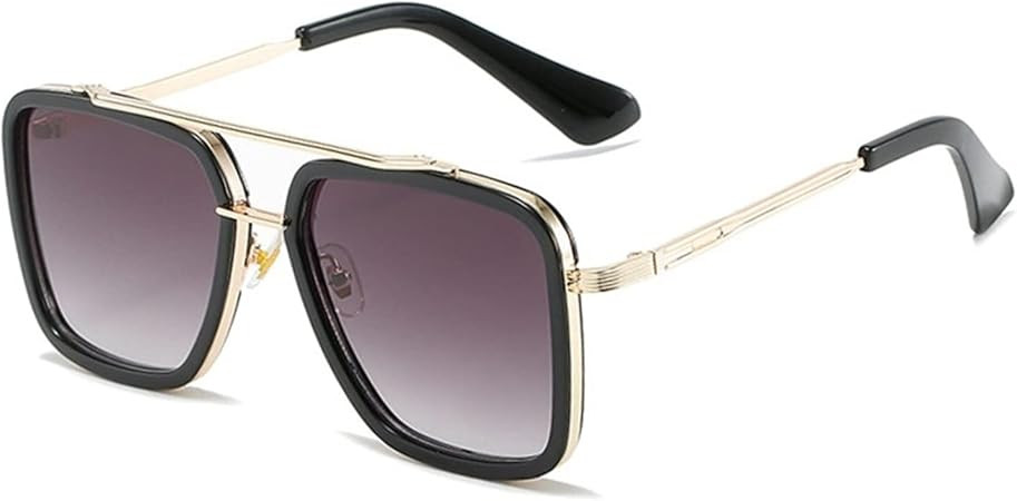 Square Large Frame Metal Fashion Sunglasses for Men and Women (Color : F, Size : 1) | Amazon (US)