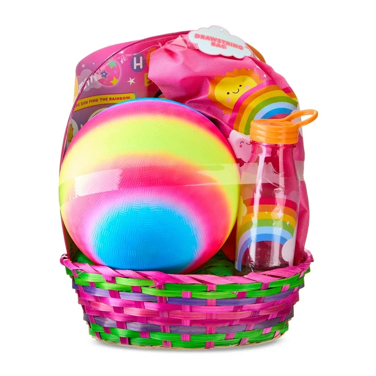 Pink Rainbow Ball Prefilled Easter Basket, by Megatoys | Walmart (US)