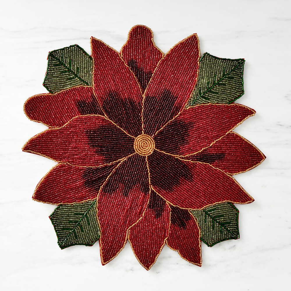 Beaded Poinsettia Placemats | Williams-Sonoma