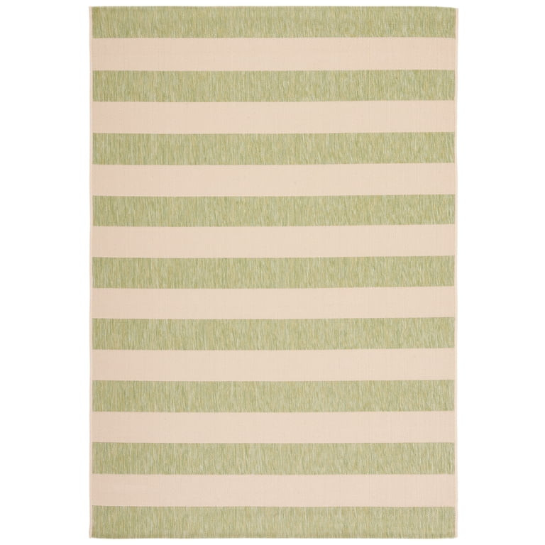 Safavieh Courtyard Ermintrude Striped Indoor/Outdoor Area Rug, Beige/Sage Green, 6'7" x 9'6" | Walmart (US)