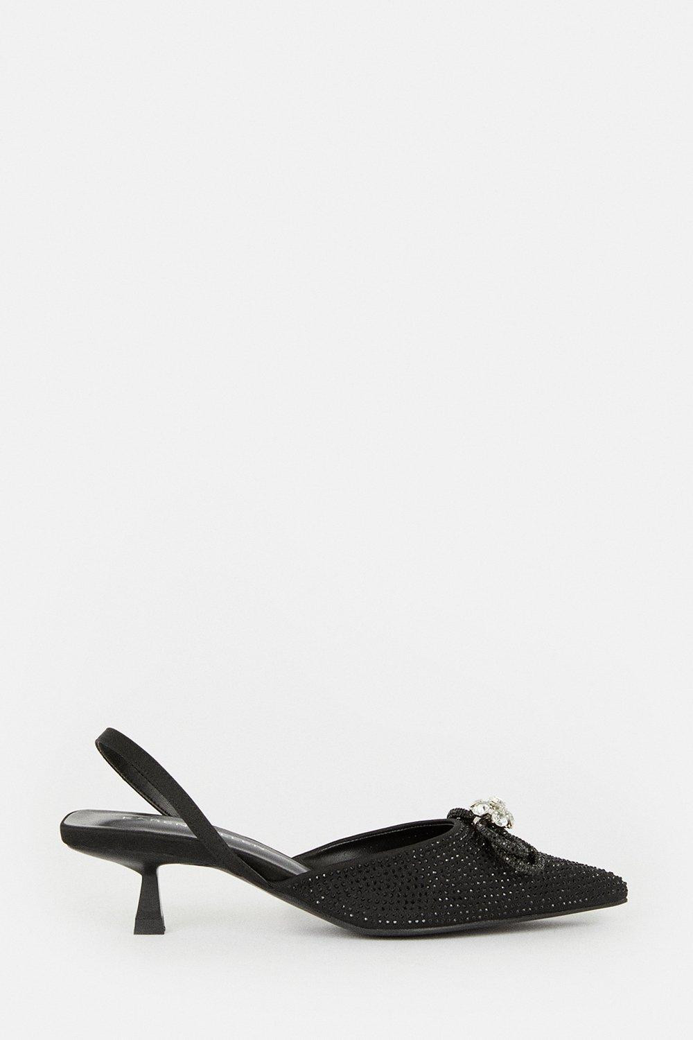 Embellished Bow Detail Low Heel | Karen Millen UK + IE + DE + NL