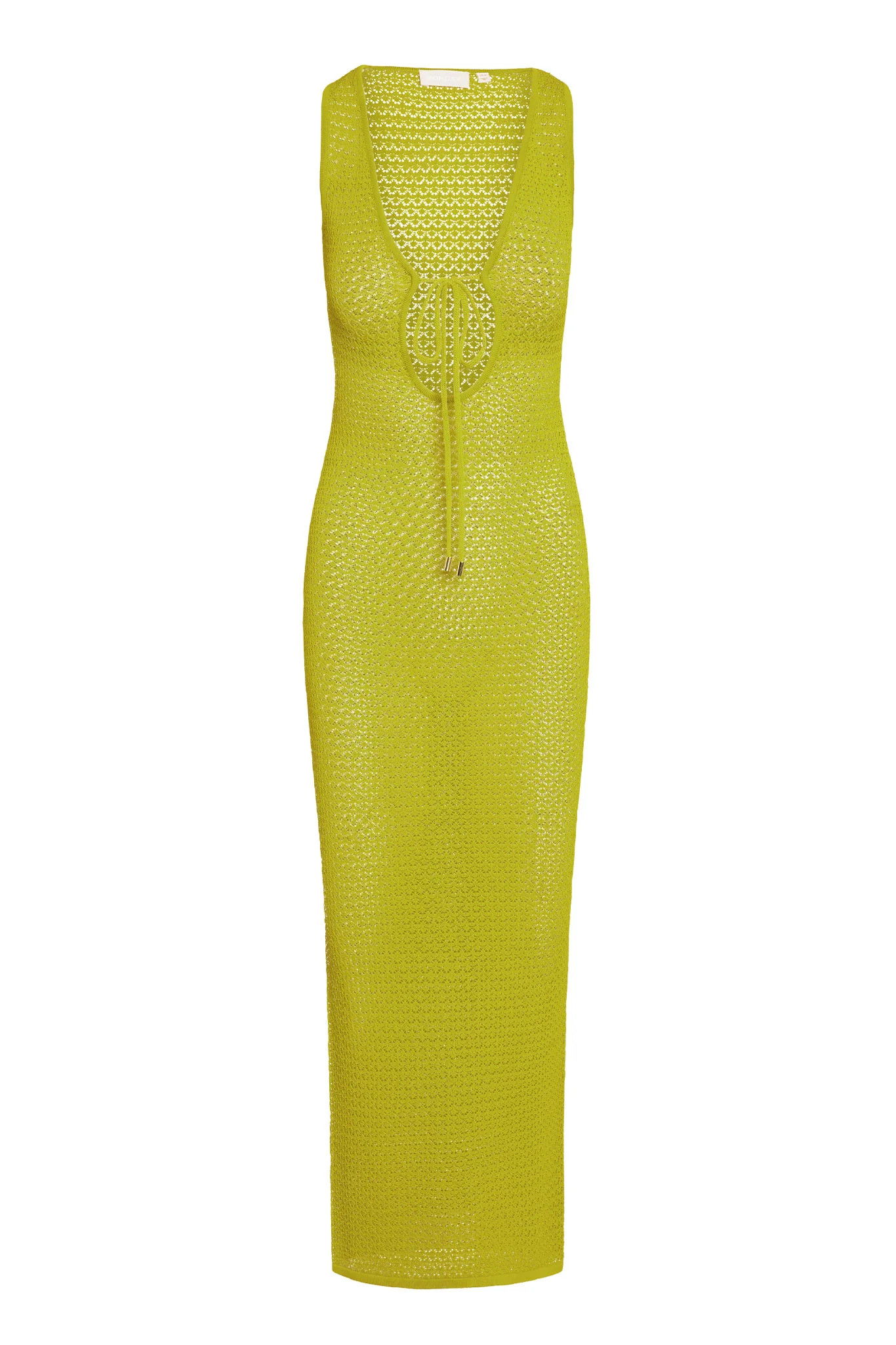 Monte Carlo Tie Dress - Chartreuse Lace Crochet | Monday Swimwear