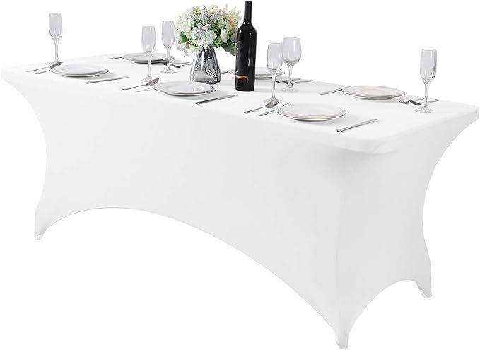 Spandex Table Cover for 6Ft Table Universal Fitted Stretch Tablecloth for Party, Banquet, Wedding... | Amazon (US)