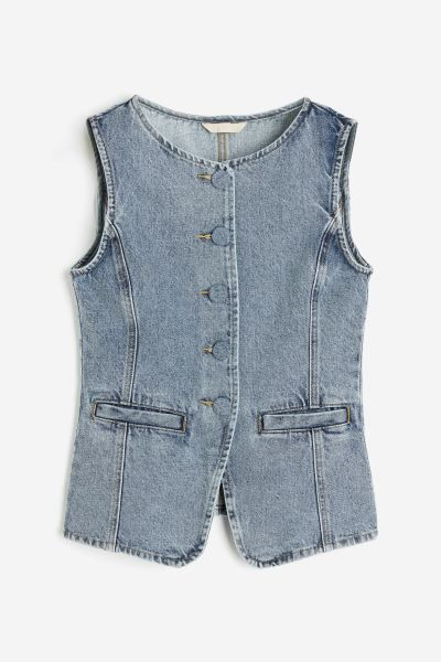 Denim suit waistcoat - Denim blue - Ladies | H&M GB | H&M (UK, MY, IN, SG, PH, TW, HK)