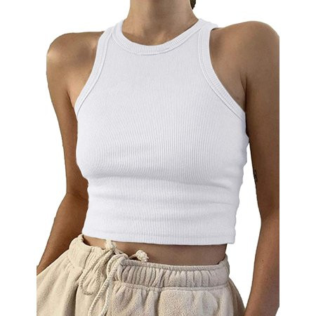 Ribbed Tank top for Women Trendy Crewneck Sleeveless Tops | Walmart (US)
