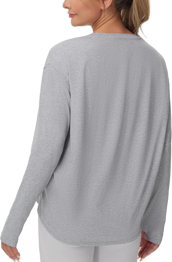 THE GYM PEOPLE Women's Long Sleeve Workout Shirts Back Loose Fit Running Tee Tops with Thumb Hole | Amazon (US)