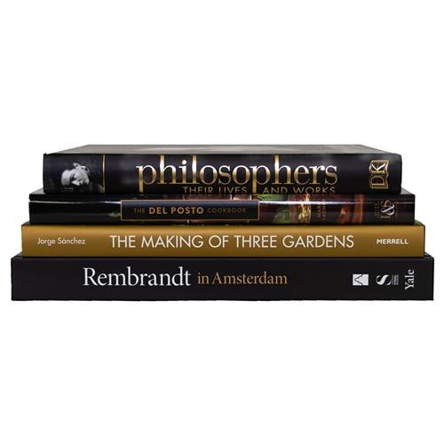 Sharon Hollywood Regency Gold Accent Black Hardback Decorative Books - Set of 4 | Kathy Kuo Home