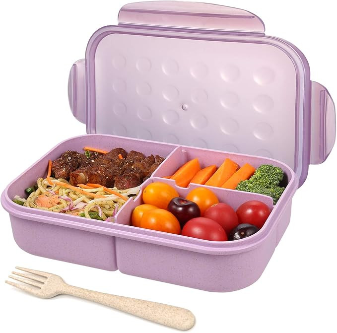Bento Box for Adults Lunch Containers for Kids 3 Compartment Lunch Box Food Containers Leak Proof... | Amazon (US)