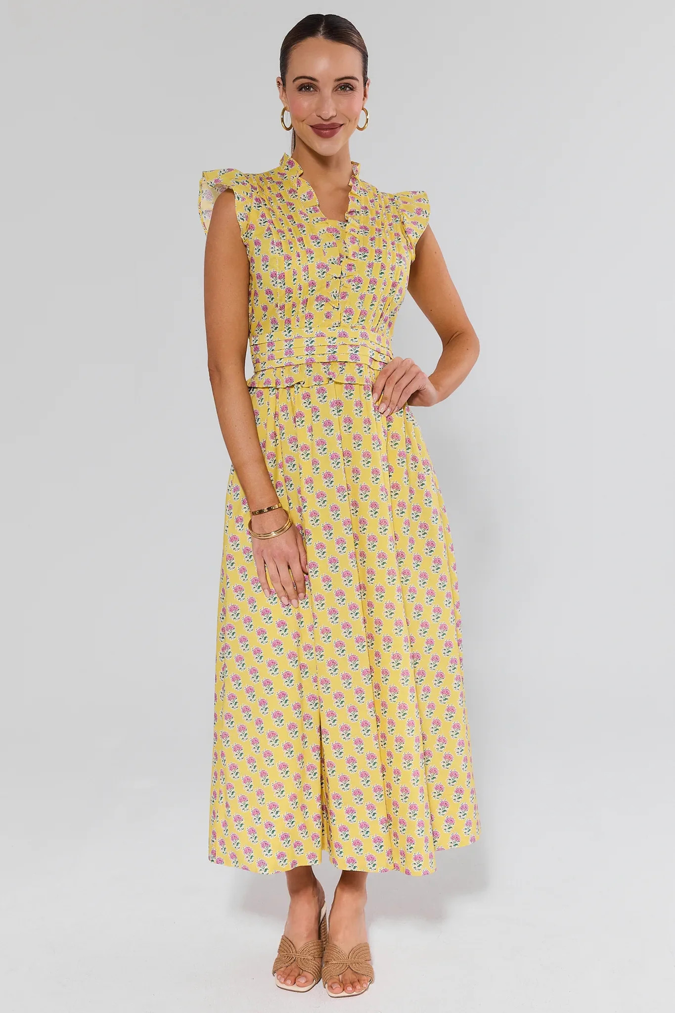 Magdalen Yellow Floral Maxi Dress | Avara