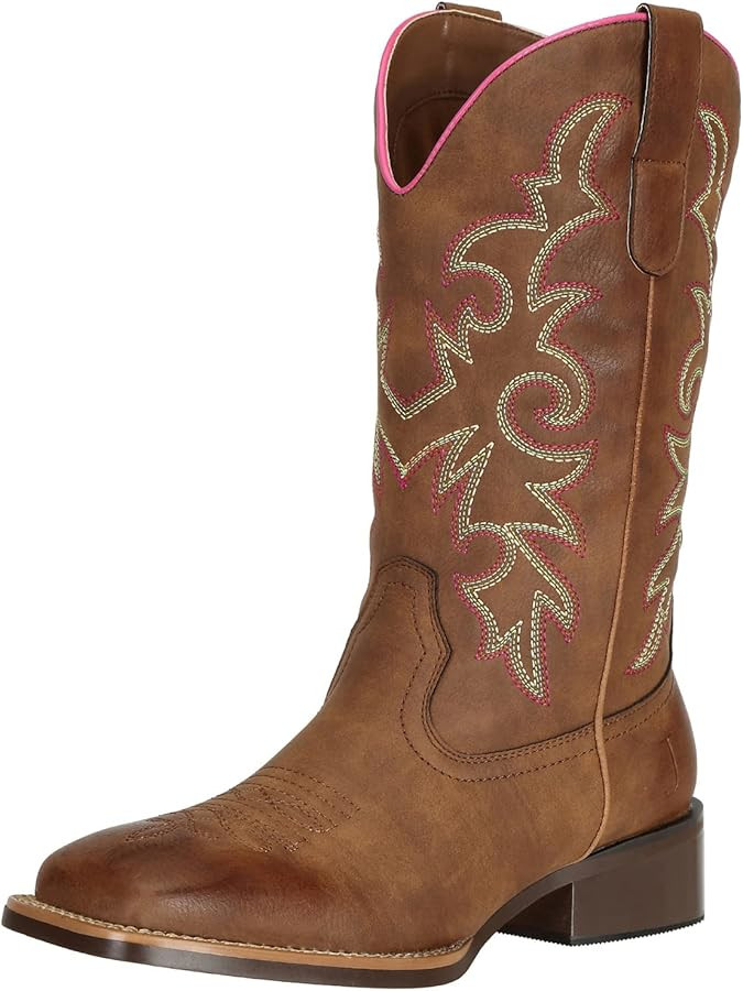 J's.o.l.e Fashion Cowboy Boots For Women Square Toe Wide Mid Calf Western Cowgirl Boots | Amazon (US)